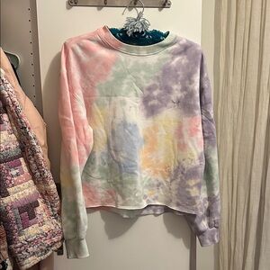 Abercrombie & Fitch Pastel Tie-Dye Cropped Sweatshirt Size Medium